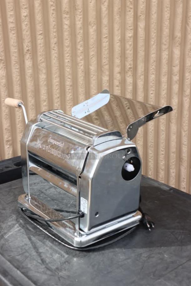 BRAND NEW SCRATCH-N-DENT Imperia 038 Electric Stainless Steel Pasta Machine, 8 1/4", 120V, 1/4 hp, minor surface marks.