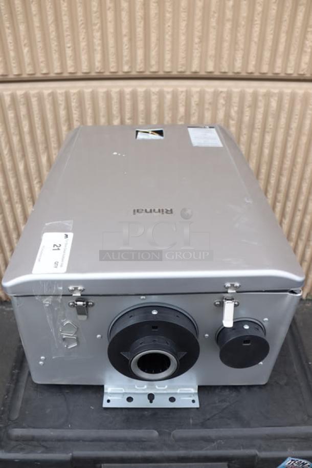 Brand new Rinnai SENSEI RXP199iN tankless water heater, wall-mounted, 199,000 BTU, 11.0 GPM, with recirculation pump.
