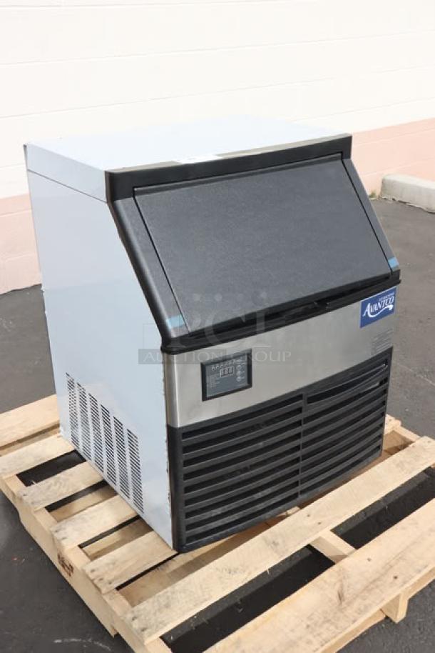 Avantco Ice UC-F-280-A undercounter ice machine, brand new, 299 lb. capacity, minor scuffs and dents, 115V, 8.6A, 1 phase.