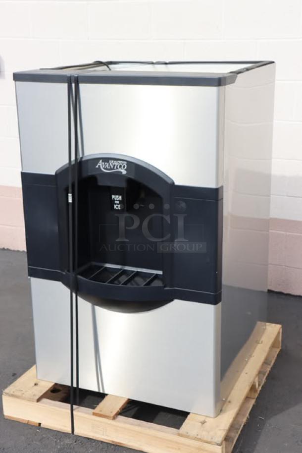 Brand new Avantco Ice HBN180-30, 30" wide hotel ice dispenser, 180 lb capacity, 115V, minor scratches/dents, no packaging.