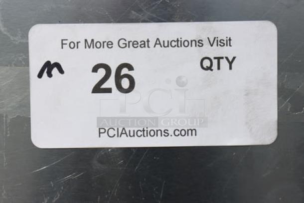 Sticker on NAKS exhaust fan with auction site info, reading "For More Great Auctions Visit PCIAuctions.com," and "26 QTY."