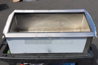 Regency 600DIIB1836 stainless steel drop-in ice bin, 18" x 36", 80 lb capacity, new scratch-n-dent condition, sliding lid.