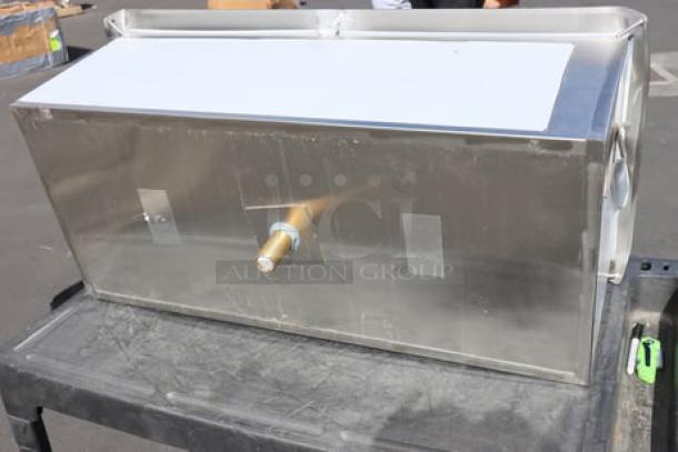 BRAND NEW Regency DIIB-183610 18x36" stainless steel drop-in ice bin, 80 lb capacity, sliding lid, minor dents visible.