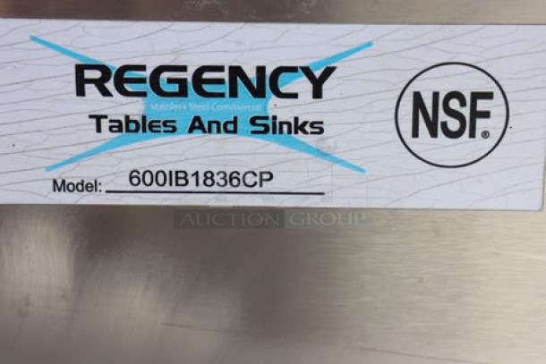 Regency IB1836-CPT underbar ice bin label, showing model number 600IB1836CP, with NSF certification mark.