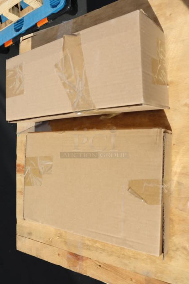 Alt text: Cardboard crate containing Avantco MX20H 20 Qt. Planetary Stand Mixer, new condition. Serial number 28105225-177MX20H.