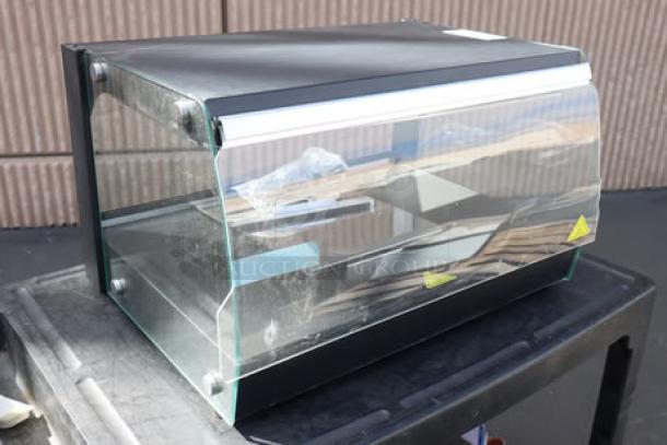 Avantco OAM1A 26" black countertop merchandiser with LED lighting, 1 shelf; brand new, scratch-n-dent condition, no packaging.