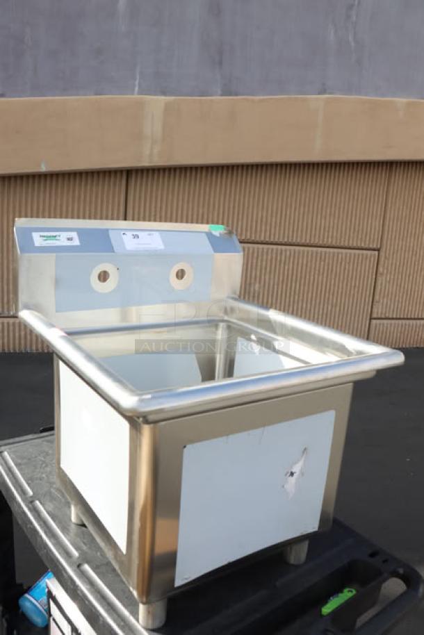 Regency S1C1818 23" stainless steel sink, one compartment, 18"x18"x14" bowl, small dent top right, new condition.