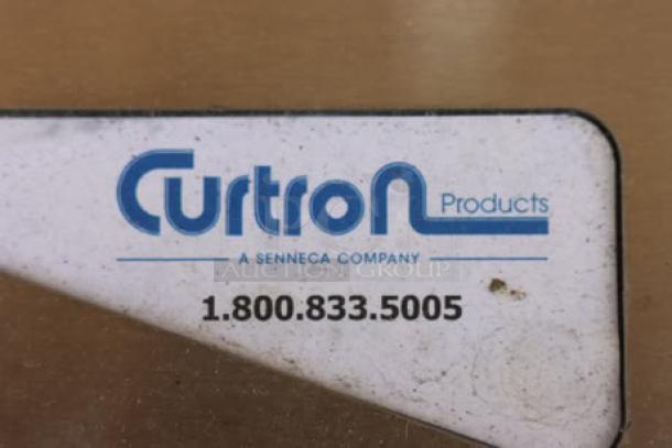 Brand label on Curtron PP-C-080-3096 Polar-Pro Swinging Doors, featuring company logo and contact number.