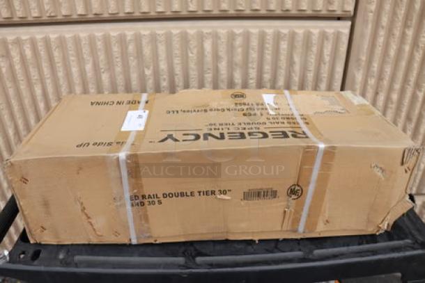 Regency Spec Line 600SRD30S 30" stainless steel double tier speed rail in torn original packaging, new condition.