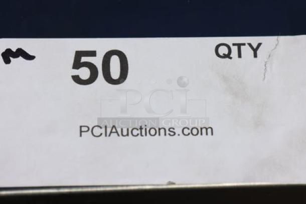 Label showing "50 QTY" and "PCIAuctions.com" for inventory tracking.