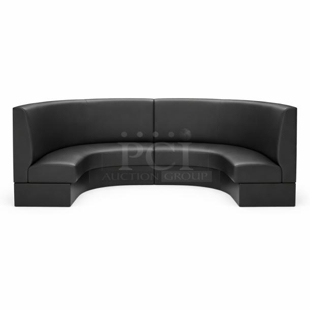 BRAND NEW SCRATCH-N-DENT QA Group Cascade 96" ebony 1/2 circle booth, 36" high, minor wear, complete set of 4 pieces.