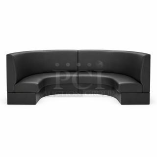 BRAND NEW SCRATCH-N-DENT QA Group Cascade 96" ebony 1/2 circle booth, 36" high, minor wear, complete set of 4 pieces.