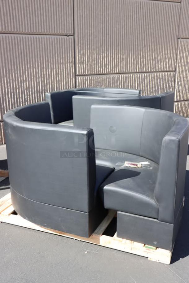 QA Group Cascade 96" Ebony 1/2 Circle Booths, scratch-n-dent, 36" high, seat depth 17.5", height 18", set of 4 pieces.