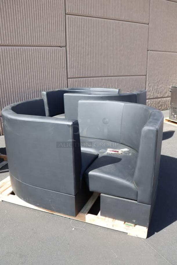 BRAND NEW SCRATCH-N-DENT QA Group Cascade 96" Ebony 1/2 Circle Booths, 36" High, Set of 4, Minor Wear.