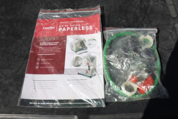 BRAND NEW Estella EDS12S 12" Dough Sheeter, tags indicate scratch-n-dent condition, manual and parts included.