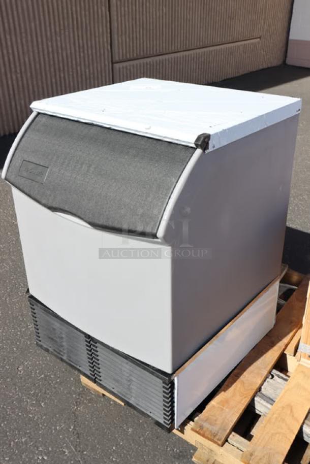 Brand new Ice-O-Matic ICEU220HA undercounter ice machine, 238 lb., half dice cubes, 70 lb. bin, model ICEU220HA, minor scratches.