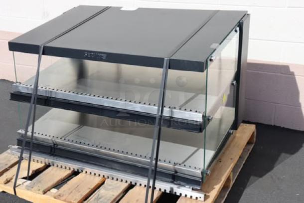 BRAND NEW ServIt OAM-121D 42" Full Service Slanted 2-Shelf Countertop Heated Display Merchandiser, S/N: 1631112120217.