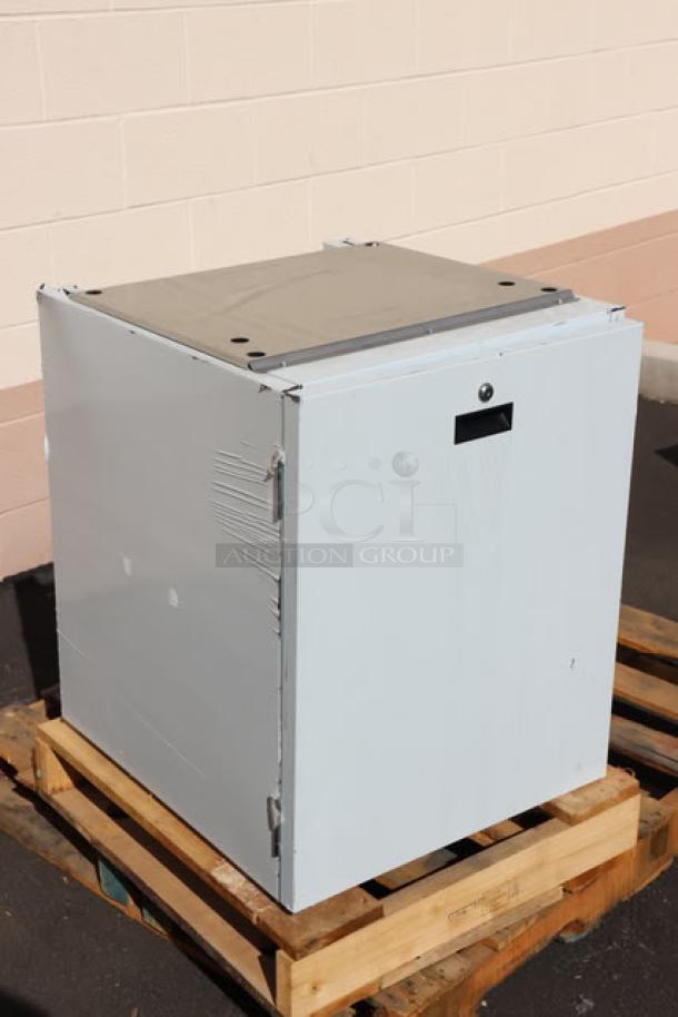 BRAND NEW Scotsman HST21-A Ice Dispenser Stand, 21.5"x23.75", stainless steel, door, dent in back left corner. S/N: 24101320015293.