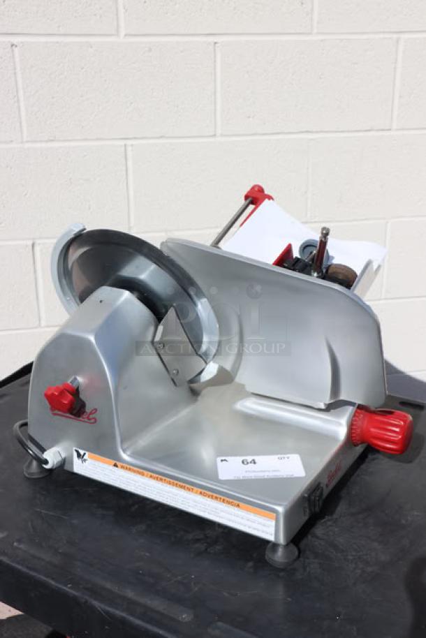 Berkel B10-SLC 10" meat slicer, light-duty, gravity feed, brand new with minor scratches, serial EN-1109193, 115 volts.