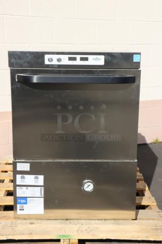 2025 MainStreet Equipment HTUC high-temp undercounter dishwasher, 208V/240V, 1 Phase, minor scuffs, on pallet.