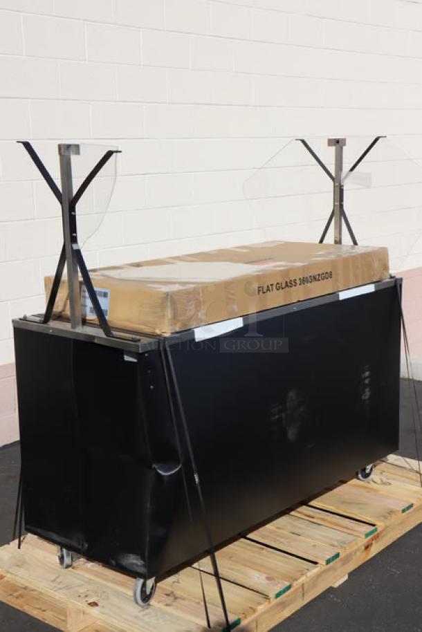 BRAND NEW Vollrath 38716 60" black cold food station on pallet with visible dents. Serial: P344-01932173-001.