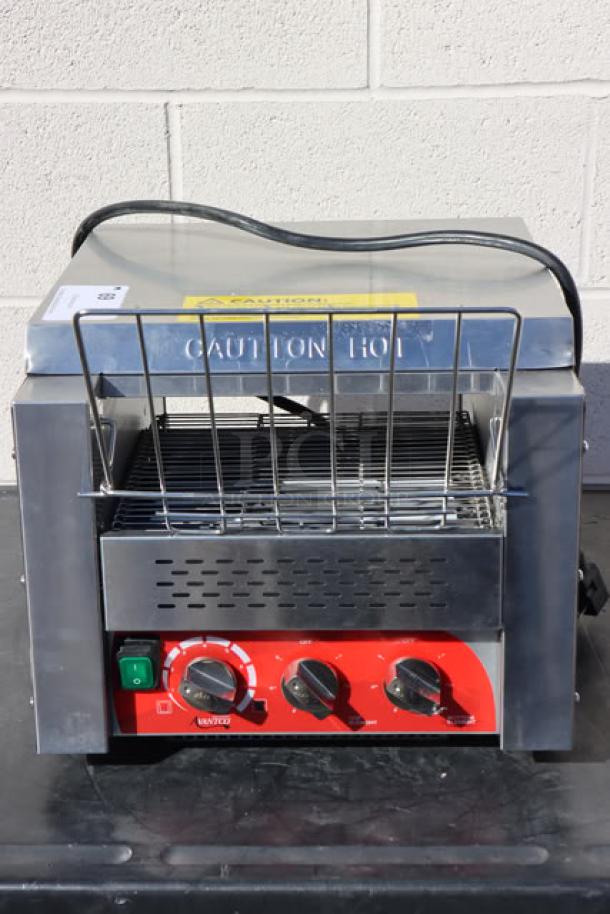 Brand new Avantco T3300B commercial conveyor toaster, 10" wide, 3" opening, 3300W, 800 slices/hour, serial# 2803625184T3300B.