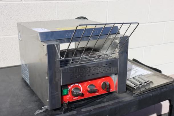 Brand new Avantco T3300B commercial conveyor toaster, stainless steel, 10" wide, 3" opening, 3300W, 800 slices/hour.