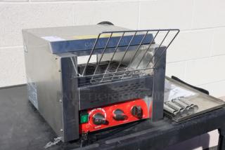 Brand new Avantco T3300B commercial conveyor toaster, stainless steel, 10" wide, 3" opening, 3300W, 800 slices/hour.