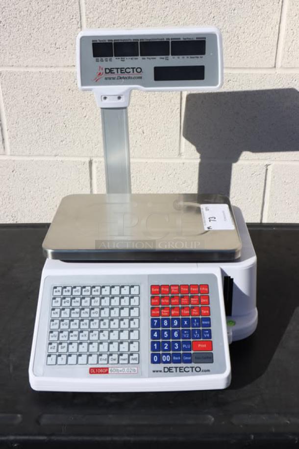 Cardinal Detecto DL1060P 60 lb. digital scale with printer, tower display; new, out of packaging, S/N: 202308193.