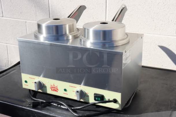 Carnival King HSPW35DBL Double 3.5 Qt. Warmer with Heated Spouts and Pumps, 120V, 1100W, excellent condition.