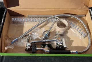 Regency 600PRD8 pre-rinse faucet, brand new, 1.15 GPM, single base, 8" add-on faucet, damaged packaging.