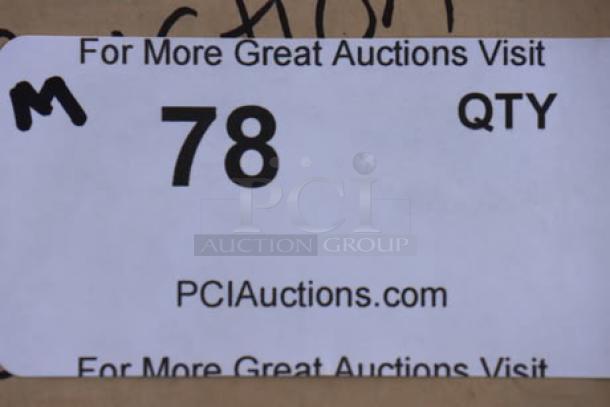 Label with "78 QTY" and "PCIAuctions.com" printed, for Regency 30" x 48" stainless steel work table.