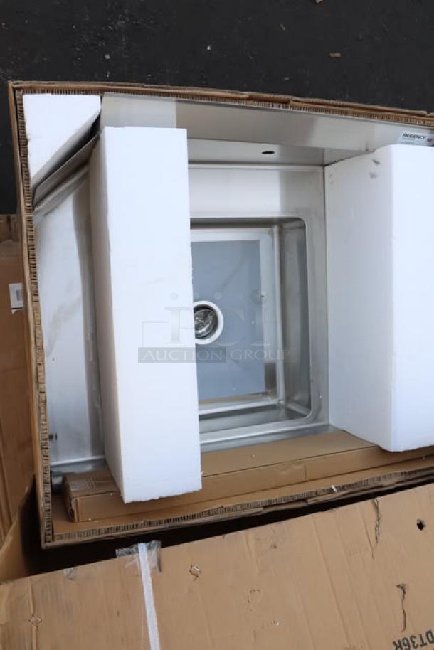 Regency SDT-36R 3' soiled dish table with right drainboard, new with transit-damaged packaging, 16-gauge stainless steel.