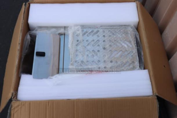 Avantco QuickShot SS QS-1800 stainless steel tortilla steamer partially unpacked in box; 120V, 1800W. Appears new.