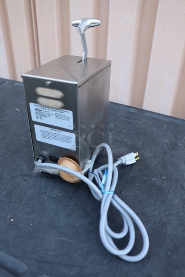 Brand new Edlund 203 two-speed tabletop electric can opener, 115V, serial number 111749, original packaging damaged.