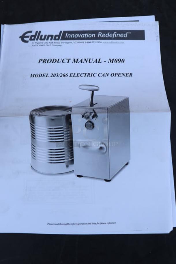 BRAND NEW Edlund 203 Two-Speed Tabletop Electric Can Opener with manual. Original packaging damaged.