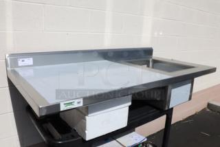 Regency 600STCB3060R stainless steel work table with right sink, 30" x 60", 16 gauge, new condition, tags visible.
