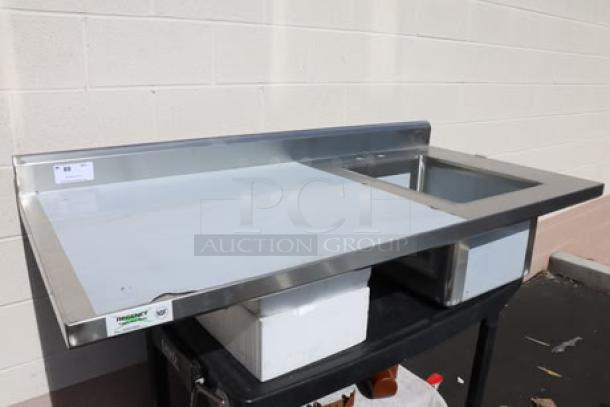 Regency 600ST3060R 30"x60" stainless steel work table with right sink, cross bracing, and visible tags, new without original packaging.