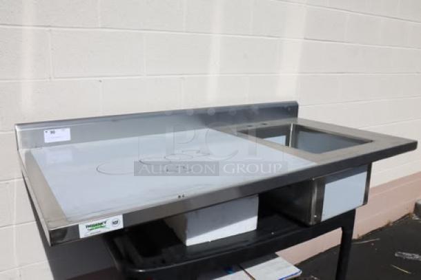 Regency 600ST3060R 30" x 60" stainless steel work table with right sink, new condition, includes cross bracing and backsplash.