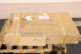 BRAND NEW Regency 30" x 48" stainless steel commercial work table in damaged packaging, model 600TSB3048S.