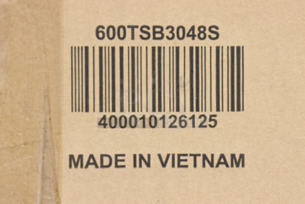 Regency 30" x 48" stainless steel work table, model 600TSB3048S. Damaged packaging. Made in Vietnam.