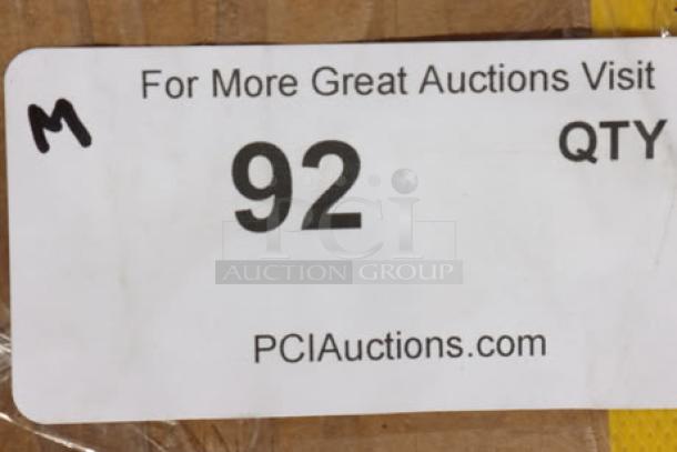 Sticker label with "92" in bold, also reads "For More Great Auctions Visit PCIAuctions.com". Used for item identification.