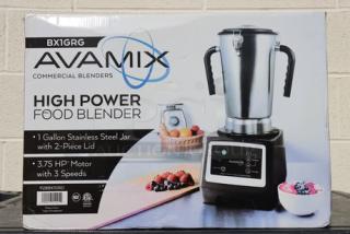 AvaMix BX1GRG2J blender, 3.75 hp, 1-gallon stainless steel jar, includes 2 jars, 120V, commercial use, new in box.