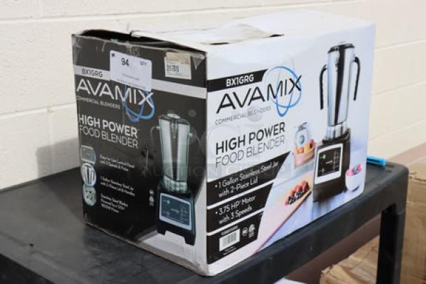 AvaMix BX1GRG2J 3 3/4 hp 1-gallon stainless steel food blender, new in box, includes two jars. High power, 120V model.