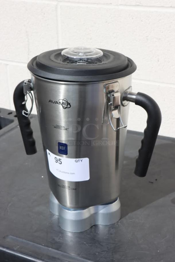 AvaMix BX1GRG2J commercial blender, 1-gallon stainless steel, with durable handles and lid. Serial number: 676843004251421.