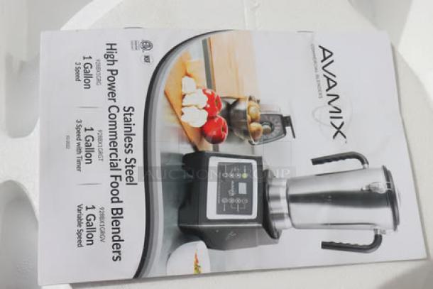 AvaMix BX1GRG2J commercial food blender, 1-gallon capacity, stainless steel, 3 3/4 hp motor, includes 2 jars, 120V.