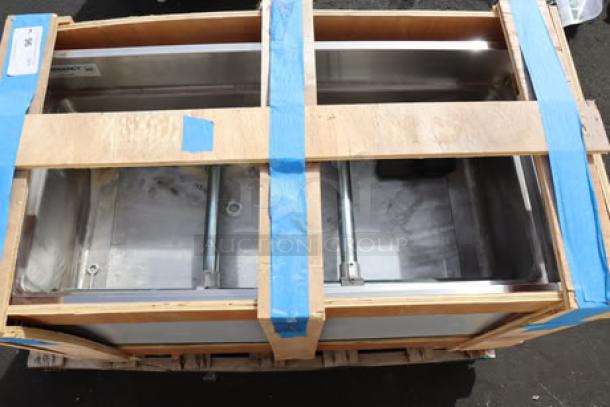 Regency IB1836-CPT 18" x 36" underbar ice bin with cold plate, new condition, in original but damaged packaging.