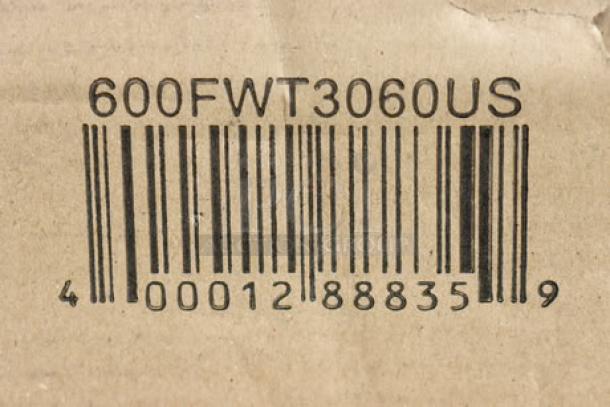 BRAND NEW Regency FWT-3060-US-418 30"x60" stainless steel folding work table in damaged original packaging. Barcode shown.