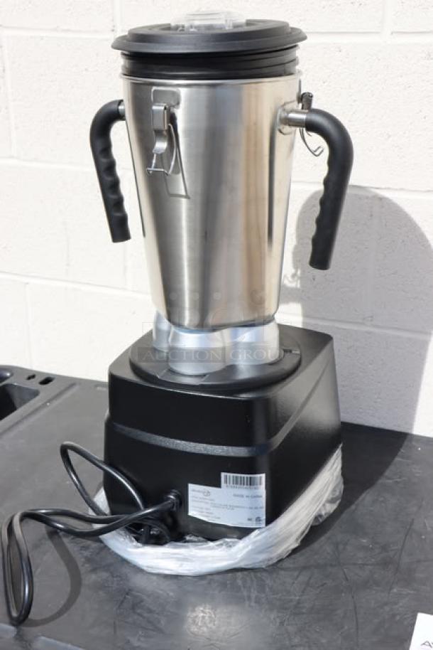 AvaMix BX1GRGT 3 3/4 hp stainless steel commercial blender, 1-gallon capacity, with timer, 120V, heavy-duty handles.