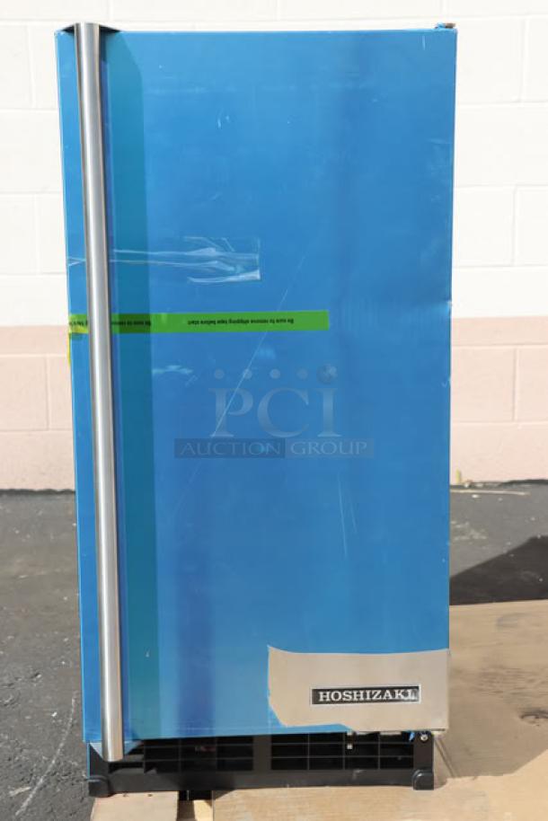 BRAND NEW 2025 Hoshizaki AM-50BAK-AD ice machine, 14 7/8" wide, ADA compliant, air-cooled, scratches visible, s/n: Q00328E.
